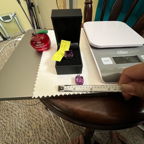 Solid sterling silver omega necklace;Amethyst stone-8.5”ring&pendant 5.2g - Picture 12 of 14